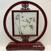 Free DHL Office Home Decoration Chinese style Table Decor Ornaments Hand Silk Embroidery Patterns with Bubinga Frame Christmas Business Gift