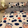 Boys Girls Bedding Set Fashion Flat Sheets Adult Children Bed Linen Duvet Quilt Cover Pillowcase Cute Cartoon Bear Bedding CX220315