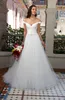 Kitty Chen 2021 Wedding Dresses Off Shoulder Satin Tulle A Line Bridal Gowns Button Back Sweep Train Wedding Dress Vestidos De Novia