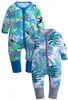 Spädbarnsbarn Rompers randiga fothandade pyjamasbädds blixtlås Romper Nyfödda babykläder3707964