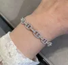 Bracciale punk di qualità di lusso con design cavo e diamante scintillante per regalo di gioielli da sposa da donna in platino placcato oro rosa 18 carati PS3981A