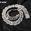 UWIN 17MM Zware Miami Baguette Zirkoon Kettingen voor Mannen Iced Out Cubaanse Link Chain AAA CZ Prong Setting Kettingen hip Hop Sieraden 220218