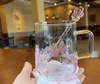 La taza de café de cristal más reciente de 12oz Starbucks, taza de agua de cambio de polvo suave de cerezo, caja de agua de caja separada, soporte personalizado43v0