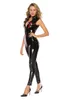 Sexy wetlook falso couro catsuit pvc látex bodysuit zíper frontal virilha aberta clubwear fetiche roupa erótica lingerie plus size y2004263n