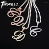 Pendentif Colliers Topgrillz 2021 A-Z Plus grande taille Lettres cursives Nom Glacé Zircone cubique Hip Hop Mode Charme Bijoux pour cadeau1