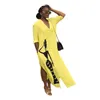 カジュアルドレス夏の秋の女性ドレスセクシーなパーティーベスティドスプラスサイズ長袖アフリカ印刷マキシシャツ267U