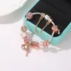 Strands fashion Rose gold pink dazzling flower Beads Queen beaded DIY jewelry wholesale