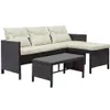 U_style 3 pcs canapé de meubles en rotin en plein air ensemble avec coussins US Stock A31