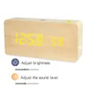LED Digital Wooden Alarm Clock APP Control Time Temperature Date Electronic Desktop Clock USB Battery Brightness Sound Control LJ201208