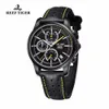 Reef Tiger/RT Mens Sport Quartz Watches With Chronograph och Date Black Steel Casual Stop Watch med Super Luminous RGA1663 T200409