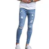 Nya Mäns Ankellängd Slim Jeans Streetwear Holes Sommar Rippade Penna Byxor Byxor Casual Denim Skinny Mens Jeans G0104