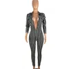 Womens Jumpsuits Rompers Playsuit Sexy Stripe Bodycon Long Sleeve Designer Overall Fashion Slim V-neck Clothing K2403