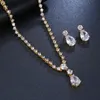 Emmaya Fashion Simple Cubic Zirconia Crystal Women Earrings Necklace Set For Brides Wedding Costume Jewelry Set Y200602