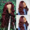 99J Burgundy Lace Frontal Wigs Colored Lace Front simulation Human Hair for Women Ombre Red synthetic Wig With Babyhair