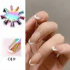 Kleurrijke Nail Art Manicure Franse sjabloon Stalen plaat Model Gemakkelijk Frans Lijn Rand Crystal Nail Tool