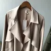 Vår lång Casual Trench Coat Kvinnor Full längd ärm Öppna Stitch Outwear CRRIFLZ 210520