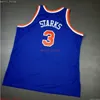 100% 스티치 John Starks 91 92 Jersey White Blue Mens 농구 유니폼 저렴한 남자 여자 청소년