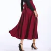 Colorfaith Women Slit Long Maxi Skirt Vintage Ladies Fashion Pleated Flared Pockets Lace Up Bow Plus Size 4XL Skirt LJ200819