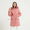 Wixra Womens Winter Coat Fashion päls, duck ner Solid Warm Jackets Ladies Streetwear Casual Thick Long Parkas 201127