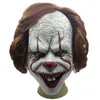 Латексная вечеринка поставляет Джокер Маска Стивена King's It Mask Mask Clown Party Carnival Halloween Страшные маски Маскарас Полное лицо Смешная маска Y200103