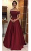 Elegant Off The Shoulder Burgundy Prom Dresses strapless neck vestidos largos invierno pleated Lace Beading Long Evening Gown For Woman