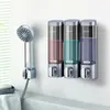 Dispensador de sabão líquido montagem de parede 300ml acessórios de banheiro plástico detergente shampoo dispensadores de mão dupla cozinha de cozinha de cozinha Y200407