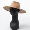 Classique large bord Porkpie Fedora chapeau chameau noir laine chapeaux hommes femmes écrasable hiver chapeau Derby mariage église Jazz chapeaux Y2001101874