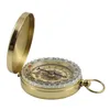 Gold Color Outdoor Gadgets Portable Compass Camping Hiking Pocket Brass Copper Luminous Compass Navigation with Noctilucence Displa