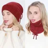 Multifunction drawstring Hat neckerchief fleece lined winter warm Beanie Skull Cap Neck for women will and sandy gift