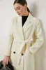 Yeni Koleksiyon Kadınlar Çift Kaşmir Ceket Çentikli Yakalı Uzun Kollu Çift Göğüslü Ayarlanabilir Kemer Moda Günlük Dış Giyim Palto