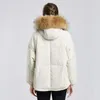 Fitaylor Winter Large Real Raccoon Fur Hooded Short Jacket Women 90％White Duck Down Coat Parkas不規則な暖かい雪のアウトウェア201210