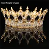 Niary okrągłe i korony Kryształy Kryształy Weddne nakrycia ślubne Vintage Royal Queen Women Pageant Prom Rhinestone Hair Fascynatorzy Orna267s