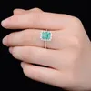 Wedding Rings Luxury Simulation Emerald Tourmaline Rektangulär Lace Ladies Ring Inlagda Zircon Öppna Justerbara Kvinna Finger Smycken