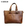 Bortkörningar KibDream Men Made Leather Vintage Casual Portcase Business Shoulder Bag Messenger Bags Computer Laptop Handbag Bag1