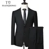 TIAN QIONG Nouveau Costume De Luxe Veste + Pantalon Hommes Costumes Noirs avec Pantalon Classique De Mariage D'affaires Slim Fit Costume De Fête Hommes 201105