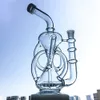 11 polegadas de vidro água Bong inline Perc Oil Dab Rigs Recycler Percolator fumadores Bong Caliane 14 milímetros Feminino conjunta com a bacia DGC1236