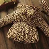 Mode kläder för baby flicka leopard print coat parka med dragkedja och huva vinter varma kläder 6 9 12 18 24 månader 2 3 4 år LJ201125