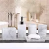 5 Pcs Resin Bath Accessories Set Lotion Dispenser with Pump+Toothbrush Holder+Soap Dish+2 Tumbler Sets PAK55 LJ201204