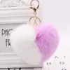 Love Heart Pompom Ball Plush Toy With keychain for Women Purse Bag Charm Pendant Pom Pom Round Ball