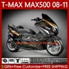 Corpo de motocicleta para yamaha t-max500 tmax-500 max-500 t 08-11 bodywork 107no.15 tmax max 500 tmax500 max500 branco vermelho blk 08 09 10 11 xp500 2008 2009 2010 2011