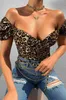 Frill Puff Sleeves Low Cut T-shirt Dames Tops Zomer Sexy V-hals Rits voorkant Skinny Crop Tops Off Shoulder Bodycon Tees G220228