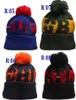 Football Sideline On Field Pom Beanies Round Patch Premium Embroidered Winter Soft Thick Beanie Teams Cuffed Hat Winter Knit Caps3464683