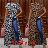 Camicetta leopardata Donna Tunica VONDA Summer Tops Vintage Camicie lunghe Office Holiday Split Hem Party Tops Plus Size Blusa T200320