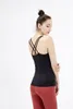 Cross Back Yoga Sport Vest Women Olcyfeless Slipesss Slim Fit Toiling Tank Tops Super Super Yoga Top Sports Shirt مع صدرية مبطنة