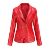 New Women Leather Jacket and Coats Turn-down Collar Zippers Plus Size Leather Jacket High Quality Faux Leather Fashion Female LJ201012