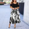 ICCLEK S-7XL Avondfeest Plus Size Maxi-jurk Dames Korte mouw Bloemenprint Elegante grote jurk voor dames vestidos Zomer Y0118