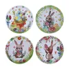 Cartoon Rabbit Fruit Plate Day de Páscoa Crianças Presente Bandeja de Ferro Decorativa Placa de Cozinha Bandeja de Armazenamento de Frutas de Frutas 19.5cm BBF14094