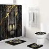 Su geçirmez Polyester Kumaş 3D Banyo Perde Aslan Güzellik Banyo Perde Fil Tuvalet Kapağı Mat Kaymaz Kilim Duş Perdesi T200711