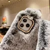 Rabbit Ears Furry Cell Phone Cases for IPhone 14 12 11 13 Pro Max XR 7 8 Plus 3D Cute Diamond tpu soft furry cover