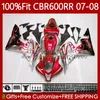 OEM-bodys voor HONDA CBR 600 RR CC F5 600CC 2007 2008 Rode zilveren carrosserie 70NO.132 CBR600 RR CBR 600RR 600F5 CBR6RR 07 08 CBR600F5 2007-2008 Injectie Mold Balveringen